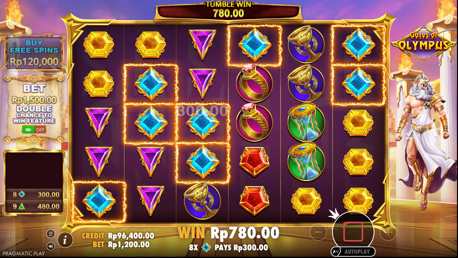 Demo Gates of Olympus slot 1win Indonesia big win spins