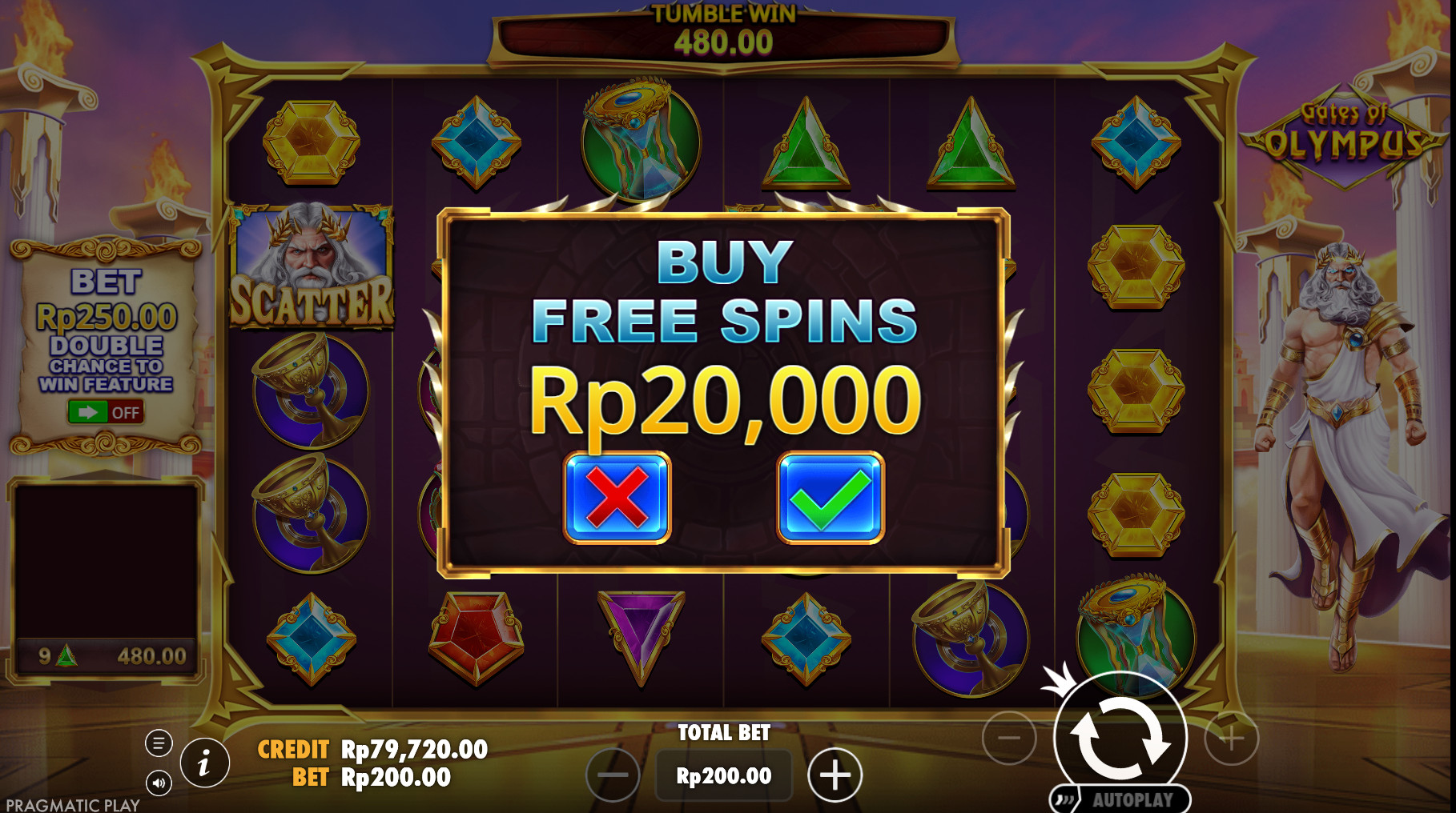 Slot Gates of Olympus bonus buy 1win Indonesia